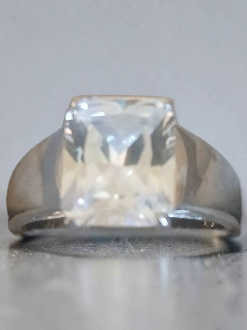 Sterling Silver CZ Cushion-Cut Solitaire Ring